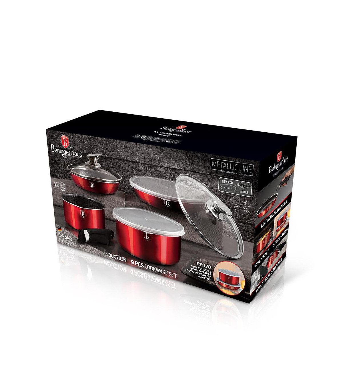 Bateria 9 Piezas Metallic Line Burgundy Edition - Bh/6145