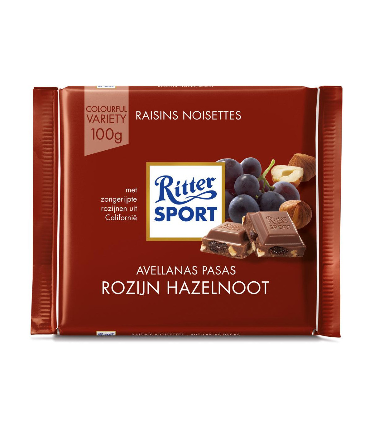 Chocolate Relleno Con Pasas De Uva Y Avellanas Ritter Sport 100 Gr.