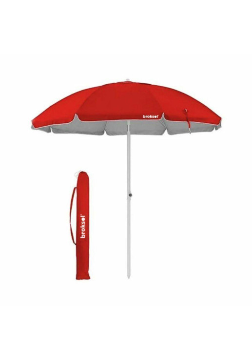 Sombrilla Playera Roja Reclinable 1,8 M Con Funda