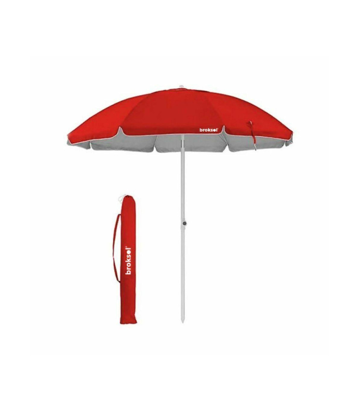 Sombrilla Playera Roja Reclinable 1,8 M Con Funda