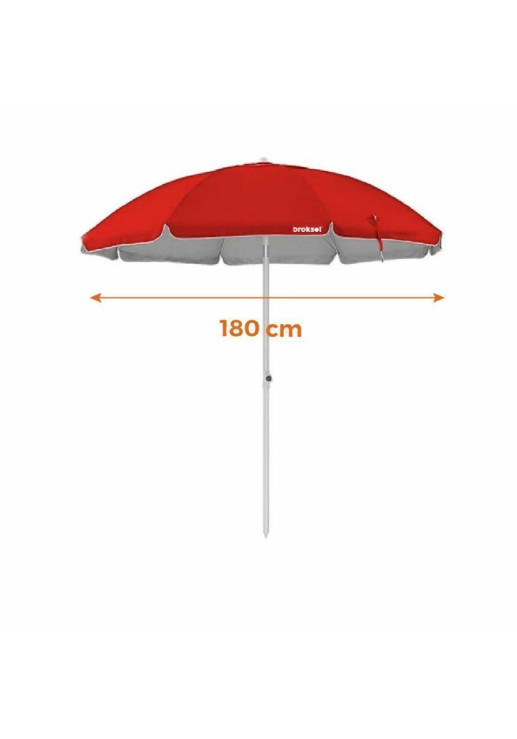 Sombrilla Playera Roja Reclinable 1,8 M Con Funda