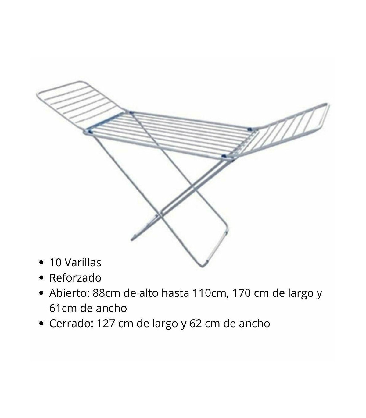 Tendedero Tender Con Alas Reforzado X 10 Varillas Plegable