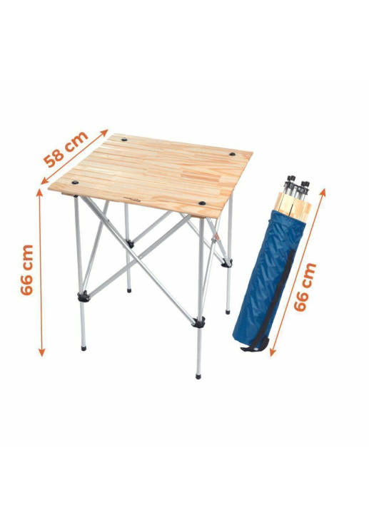 Mesa Plegable Con Tapa De Madera Enrollable 58x58x65