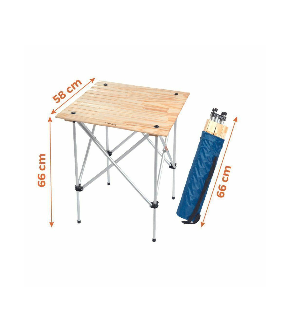 Mesa Plegable Con Tapa De Madera Enrollable 58x58x65