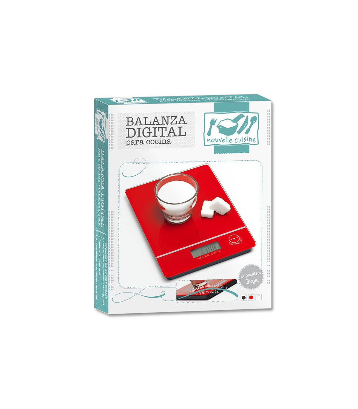 Balanza Digital Para Cocina X 3 Kg - Roja