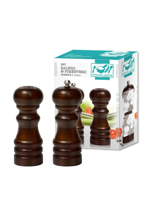 Pimentero 12.5 Cm De Madera Oscura Set Salero