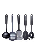 Set X 5 Utensilios Negros Para Antiadherente