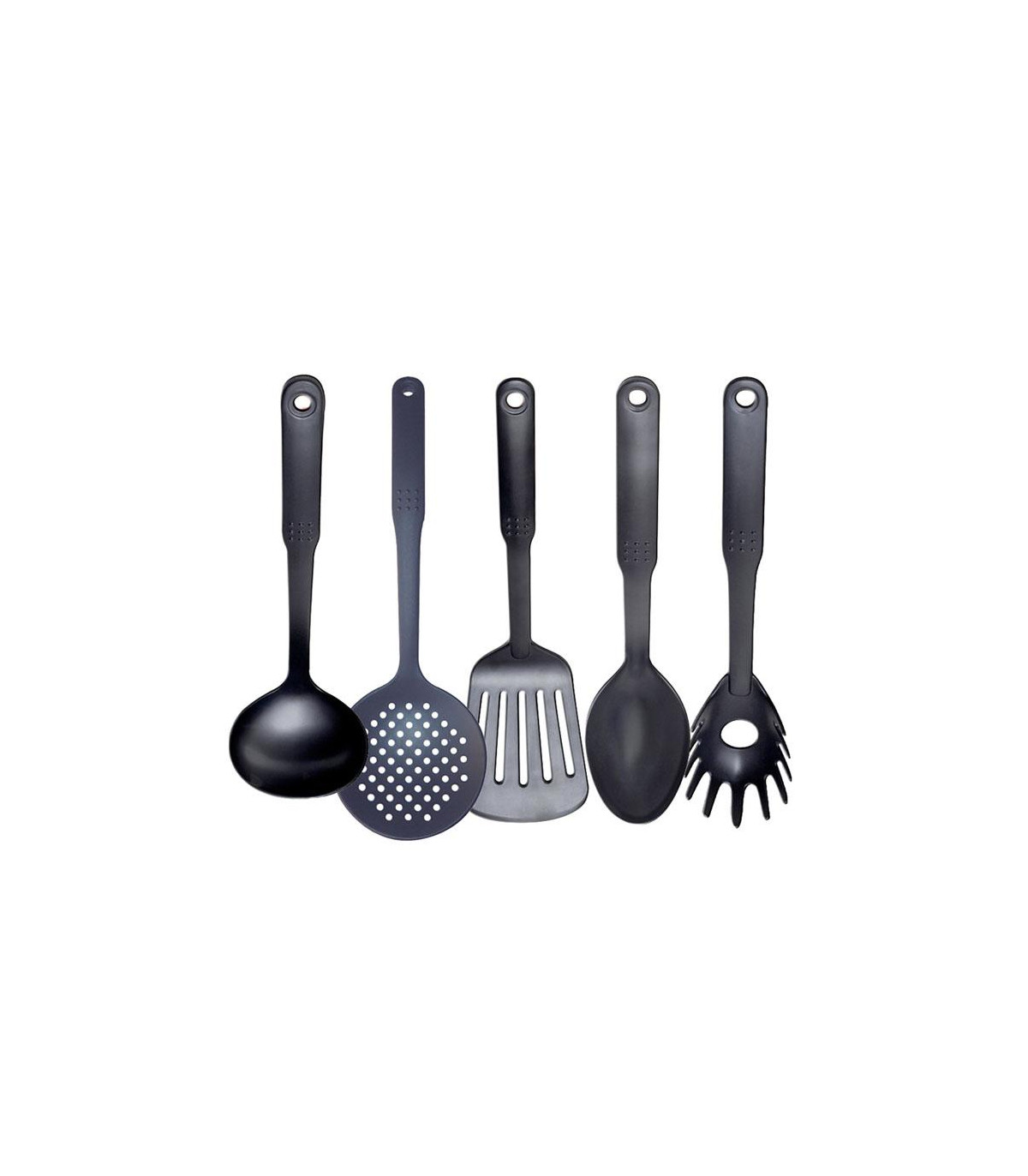 Set X 5 Utensilios Negros Para Antiadherente