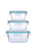 Recipientes De Vidrio Cuadrados Con Tapa Set X 3