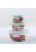 Recipientes De Vidrio Cuadrados Con Tapa Set X 3