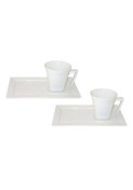 Rectangular Blanco - Set X2 Tazas De Te Con Plato 200 Cc