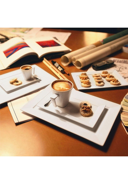 Rectangular Blanco - Set X2 Tazas De Te Con Plato 200 Cc