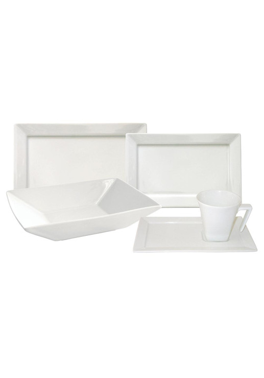Rectangular Blanco - Set X2 Tazas De Te Con Plato 200 Cc