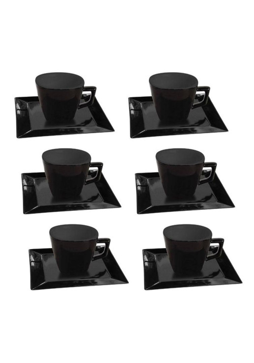 Cuadrado Negro - Set X 6 Tazas De Te Con Plato 200 Cc