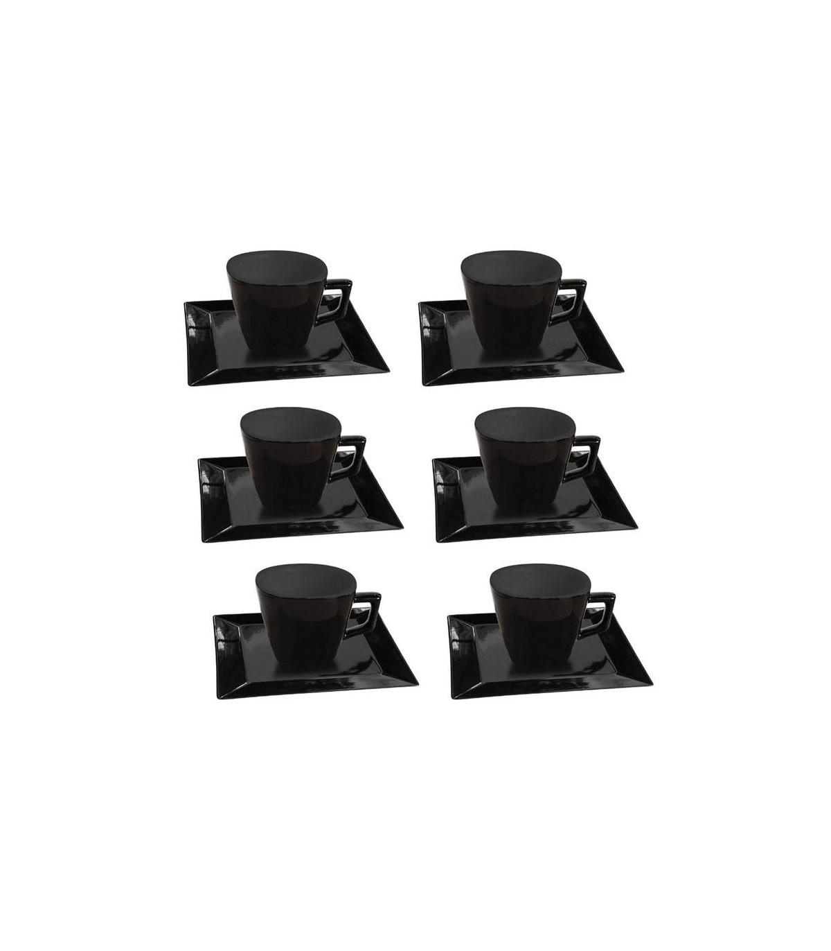 Cuadrado Negro - Set X 6 Tazas De Te Con Plato 200 Cc