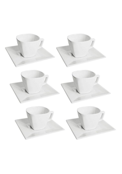 Cuadrado Blanco - Set X 6 Tazas De Te Con Plato