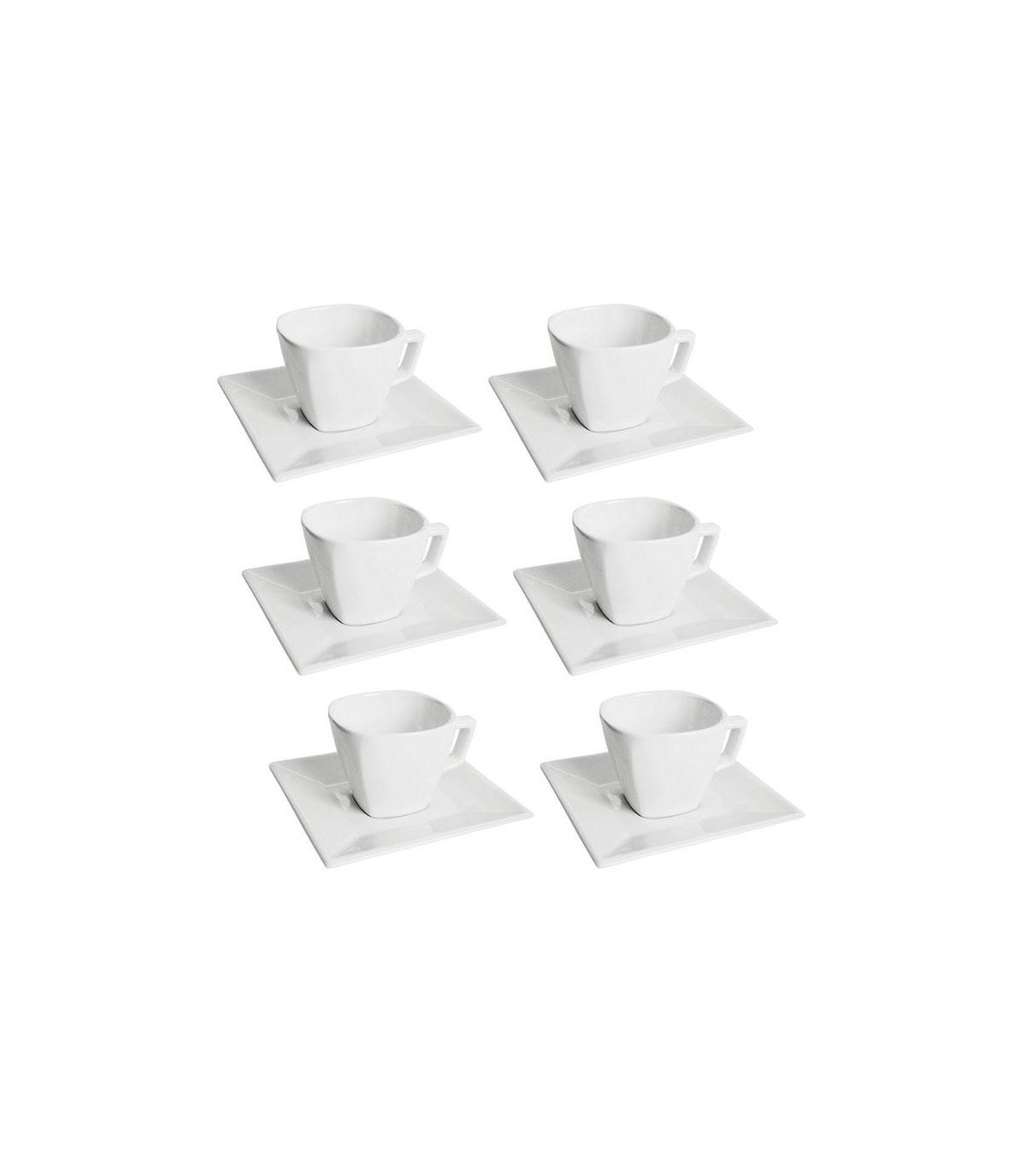 Cuadrado Blanco - Set X 6 Tazas De Te Con Plato