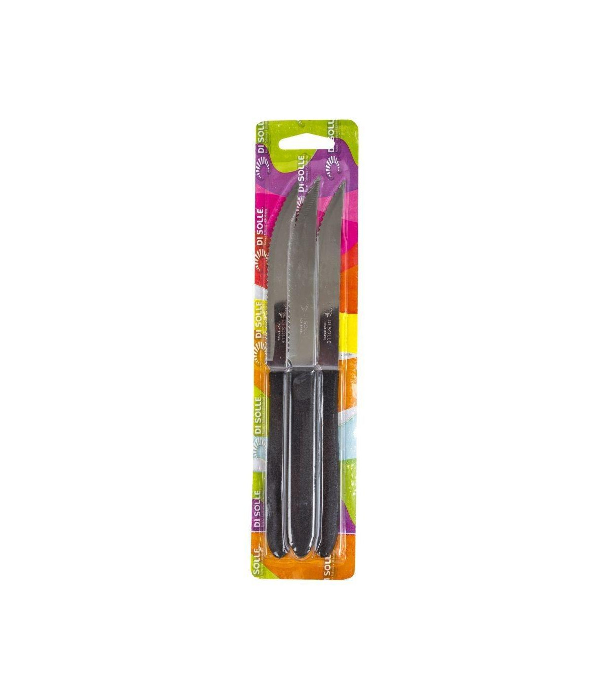 Di Solle - Blister X 3 Cuchillos Acero Inoxidable Negro