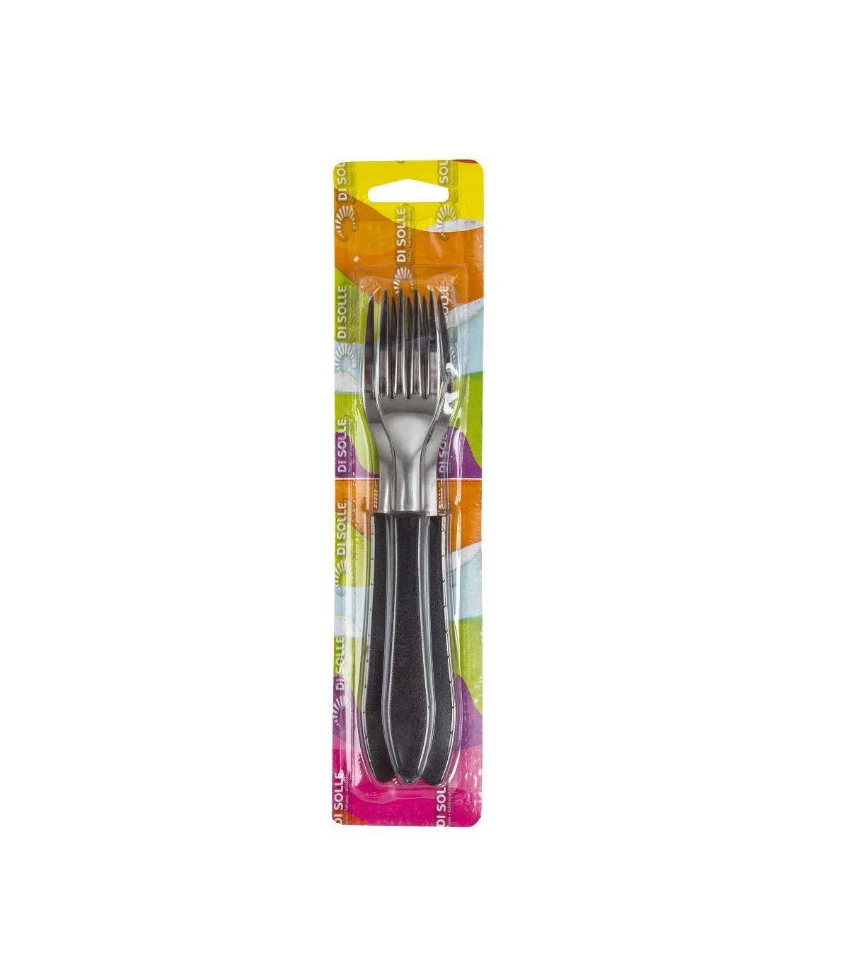 Di Solle - Blister X 3 Tenedores Acero Inoxidable Negro