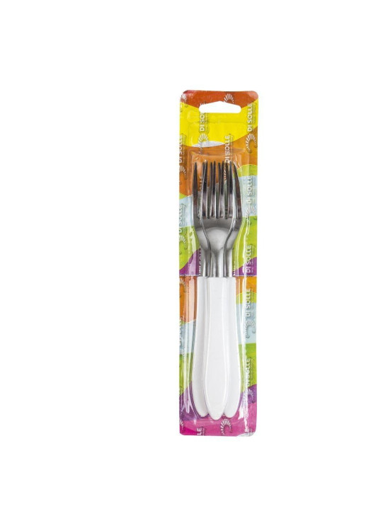 Di Solle - Blister X 3 Tenedores Acero Inoxidable Blanco