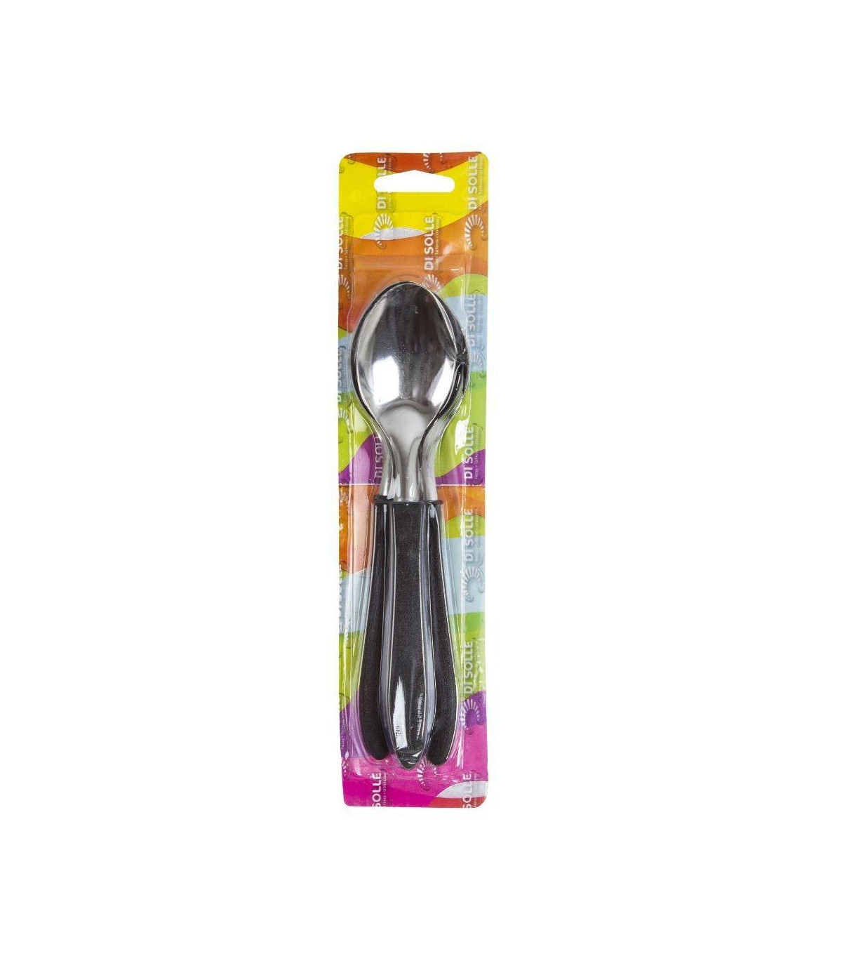 Di Solle - Blister X 3 Cucharas Acero Inoxidable Negro