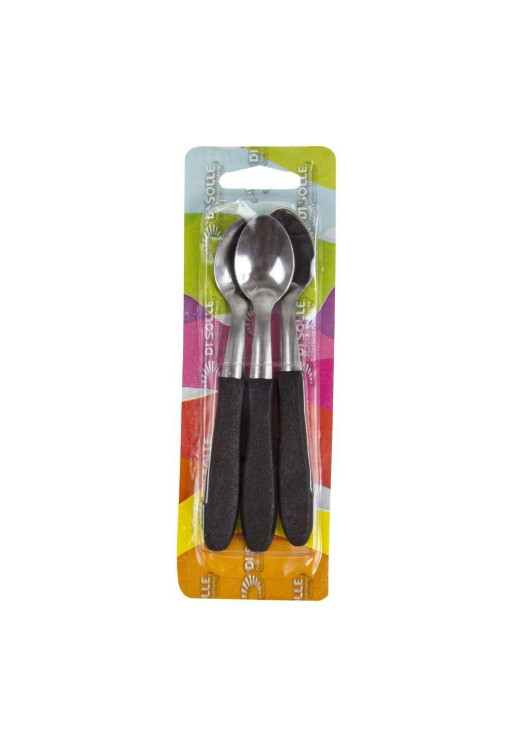 Di Solle - Blister X 3 Cucharitas Acero Inoxidable Negro