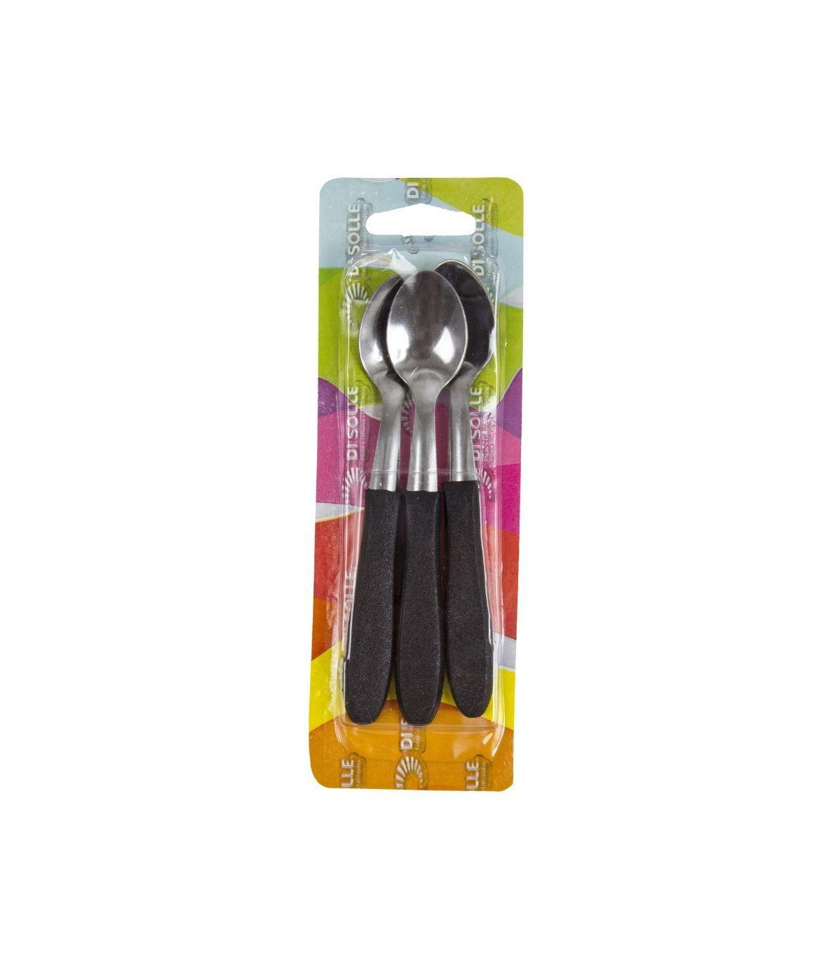 Di Solle - Blister X 3 Cucharitas Acero Inoxidable Negro
