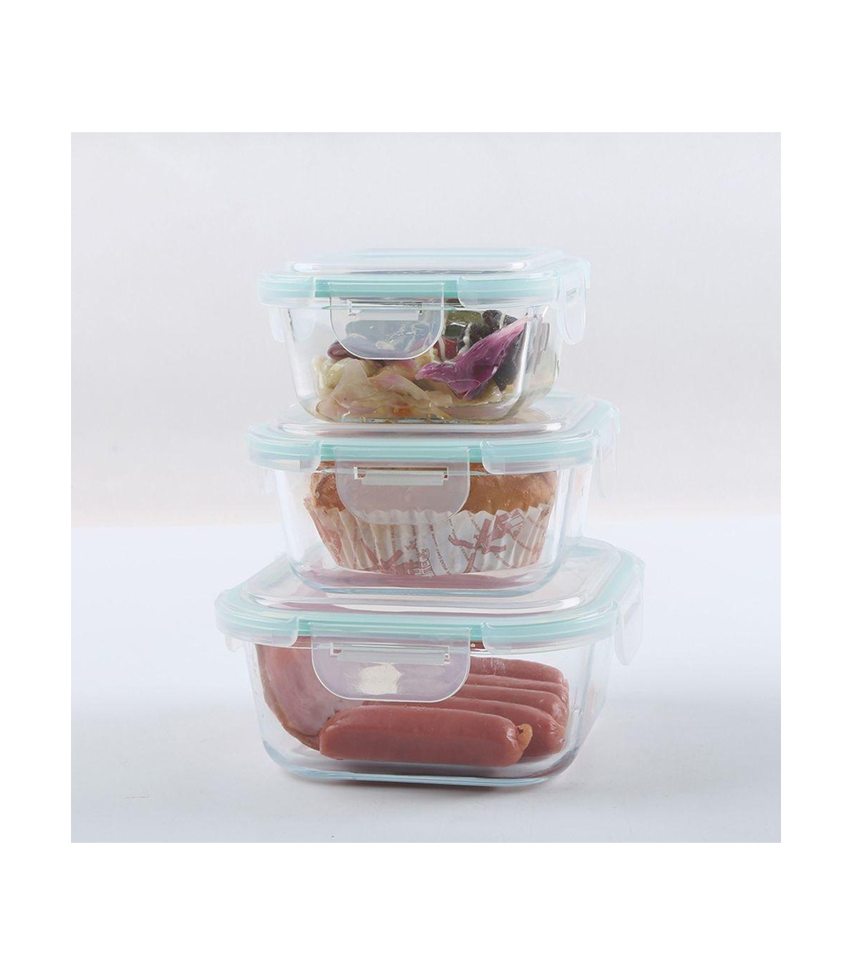Recipiente 520 Ml De Vidrio Cuadrado Con Tapa