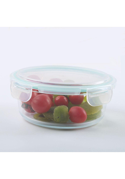 Recipiente 650 Ml De Vidrio Redondo Con Tapa