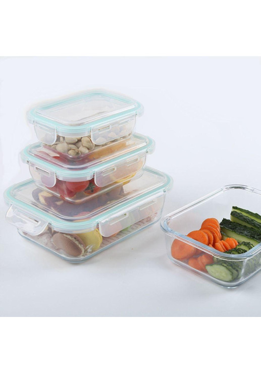 Recipiente 640 Ml De Vidrio Rectangular Con Tapa