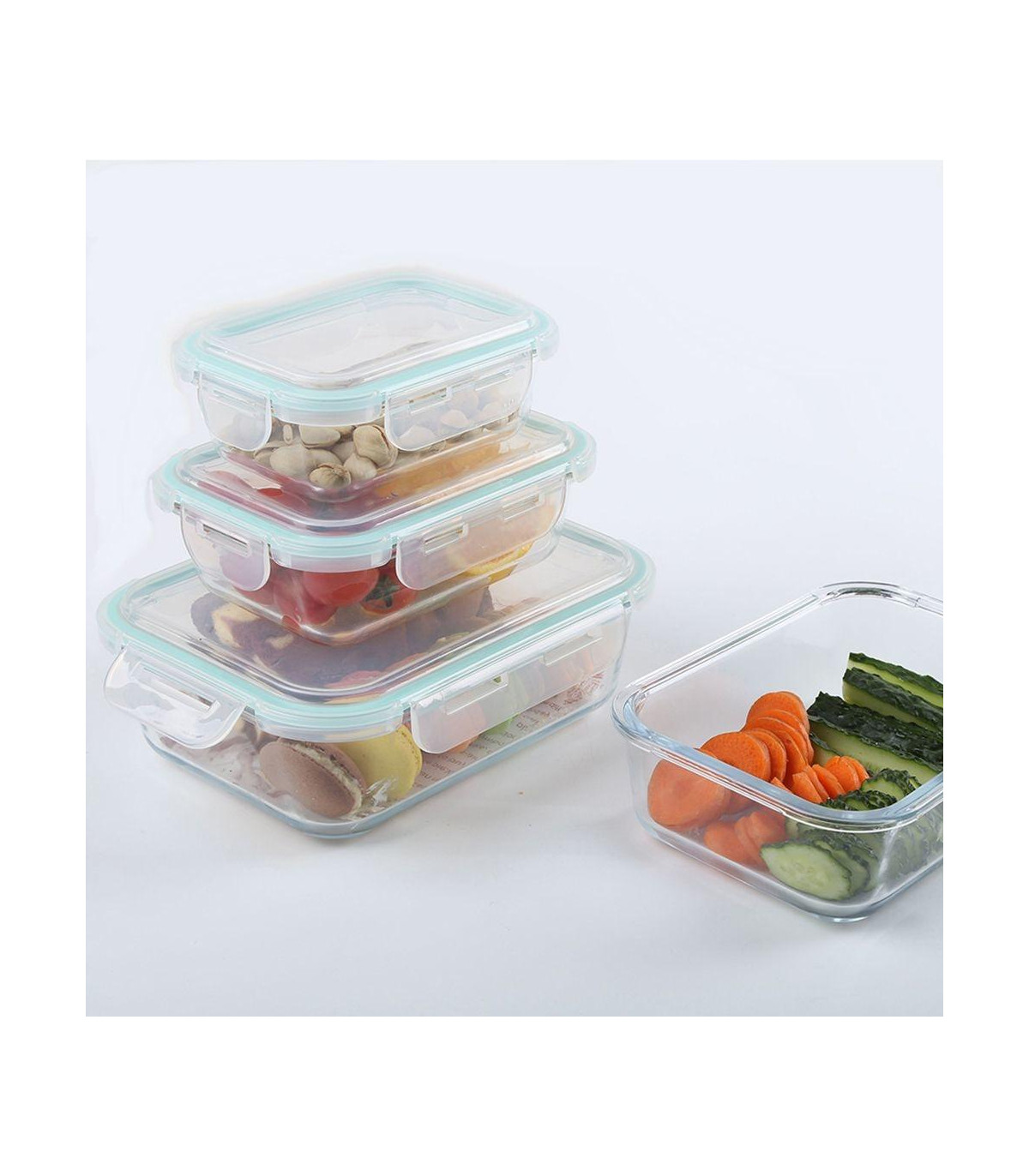 Recipiente 640 Ml De Vidrio Rectangular Con Tapa