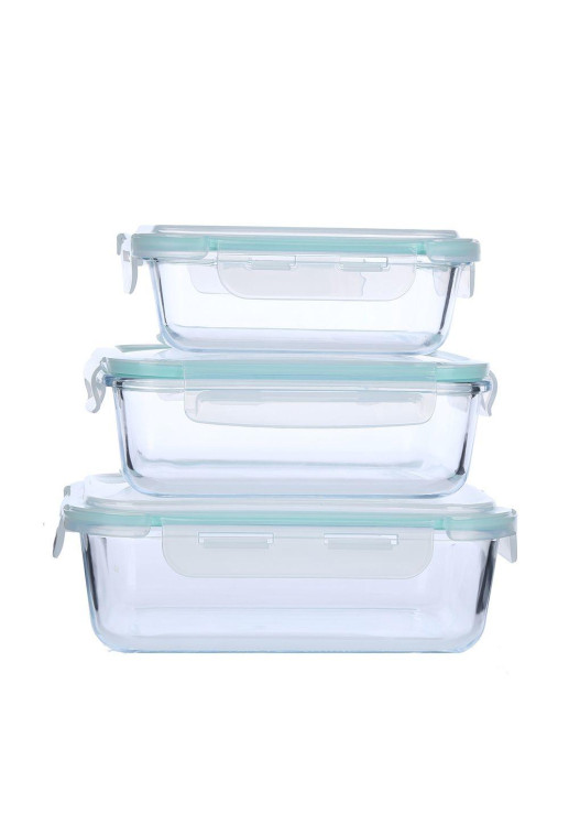 Recipiente 640 Ml De Vidrio Rectangular Con Tapa