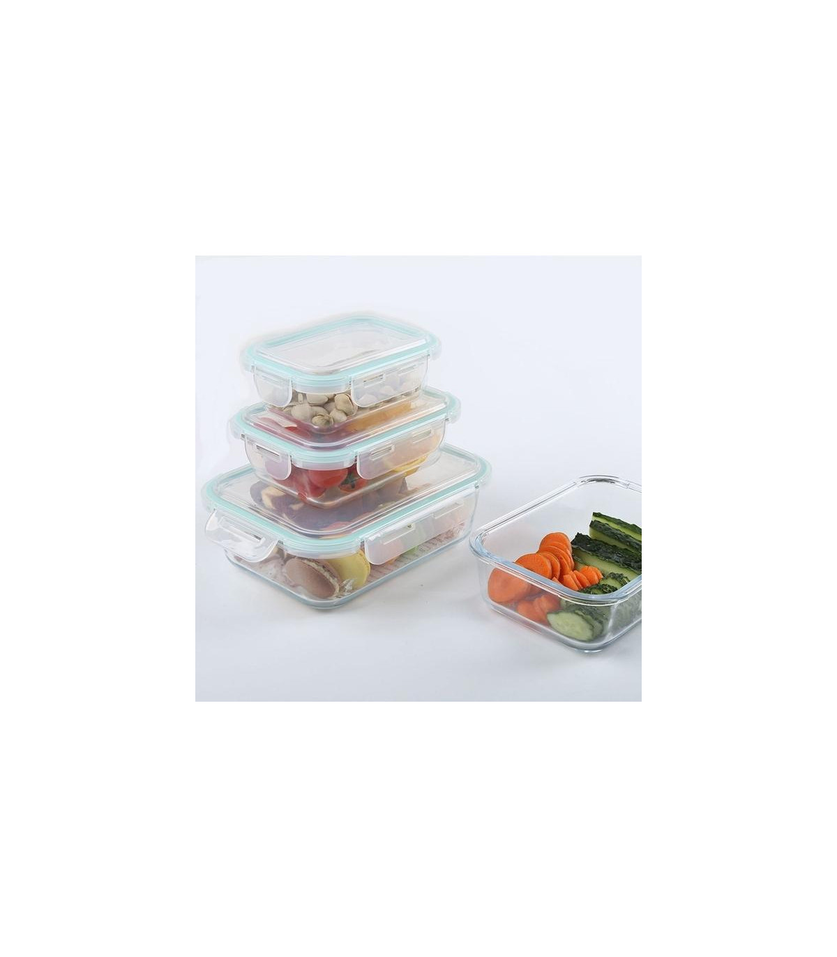 Recipiente 1.04 Lt De Vidrio Rectangular Con Tapa