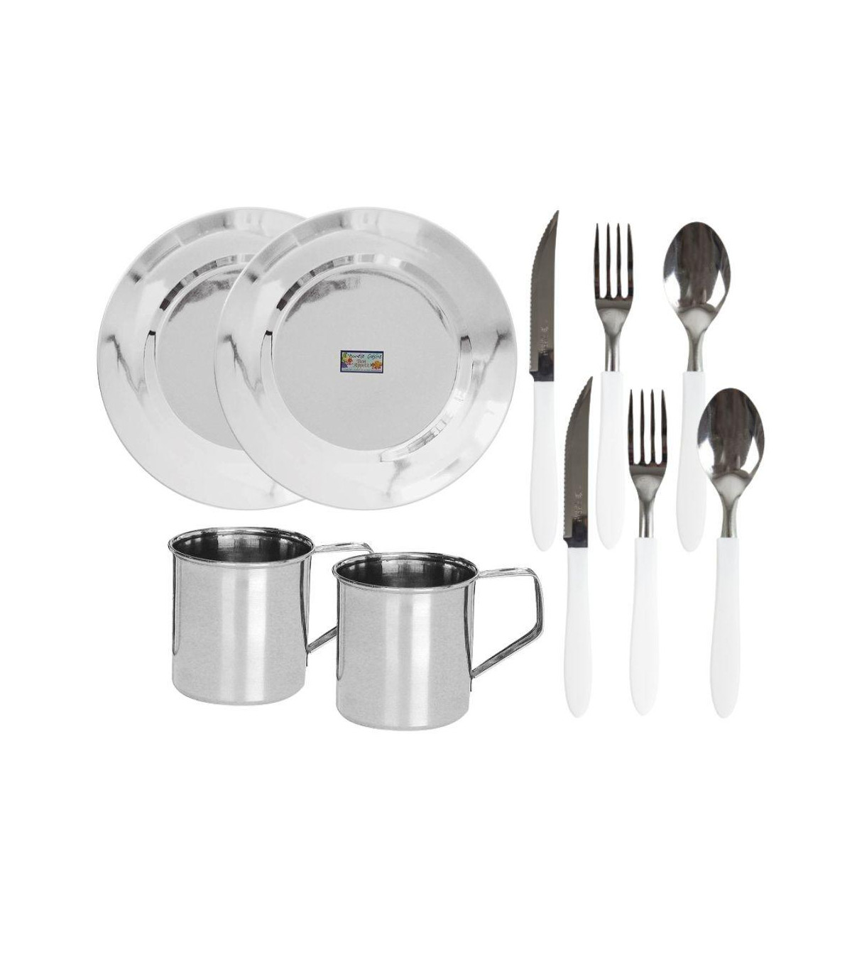 Set X 2 Vajilla Aire Libre Acero Inoxidable