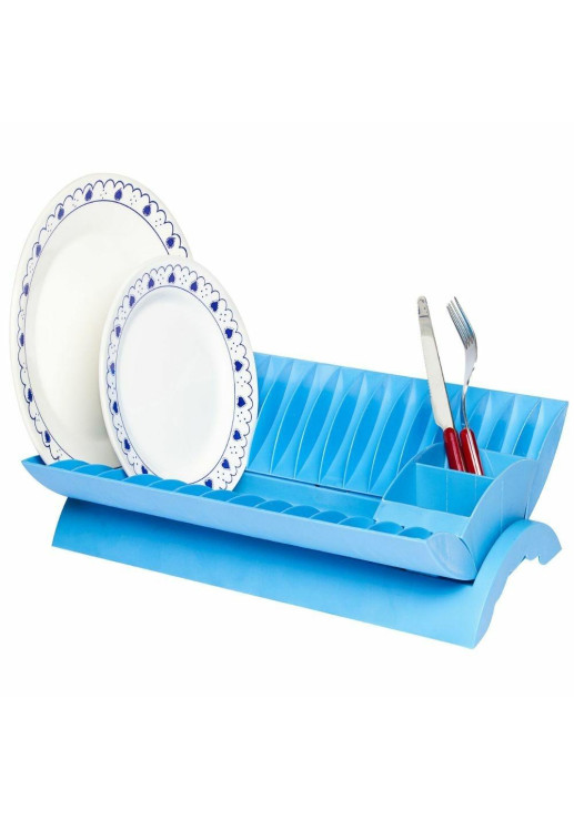 Escurridor De Platos Azul Con Porta Cubiertos