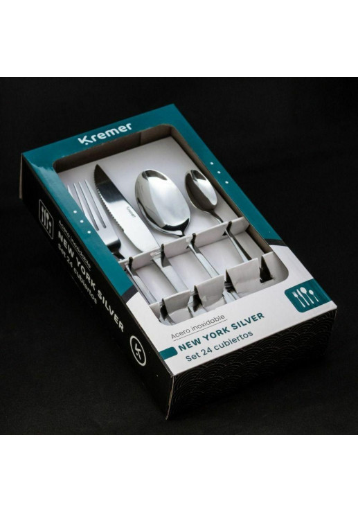 New York Silver - Juego De Cubiertos 24 Pzas Larhaus