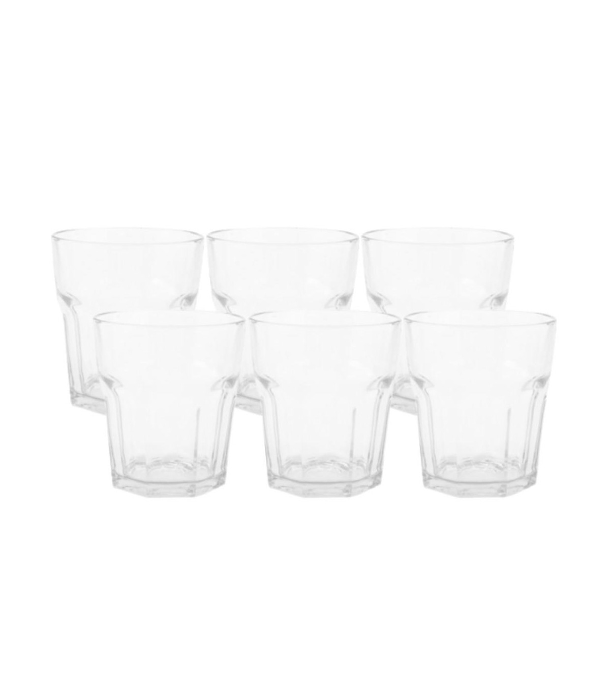 Set X6 Vasos Bajos Facetados 350cc - Durax