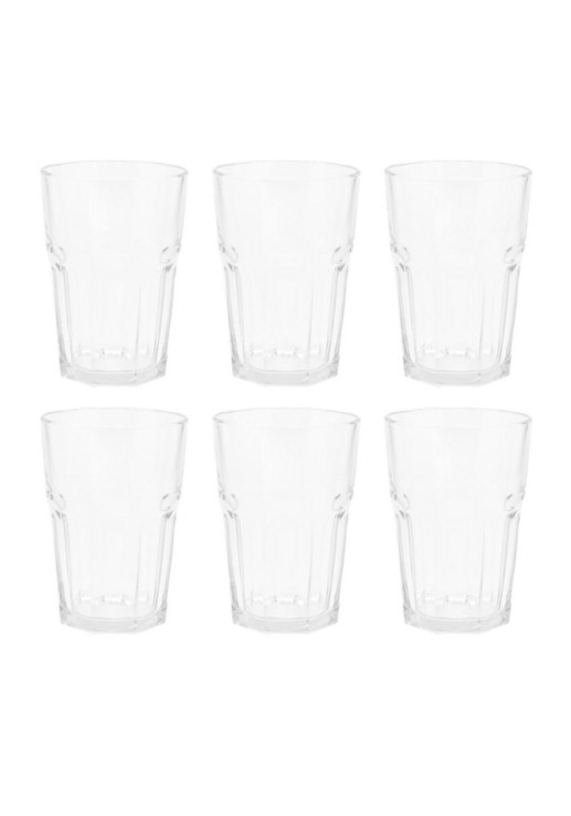 Set X6 Vasos Altos Facetados 400cc - Durax
