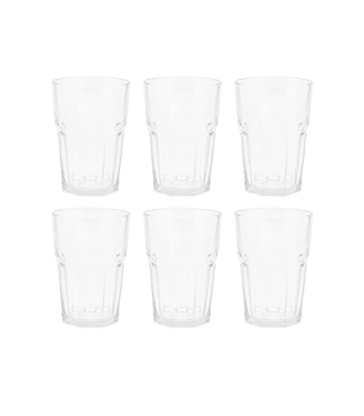 Set X6 Vasos Altos Facetados 400cc - Durax