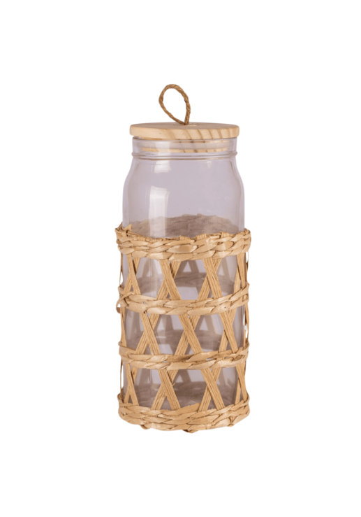 Frasco Red De Vidrio Con Tapa De Madera 1500 Cc