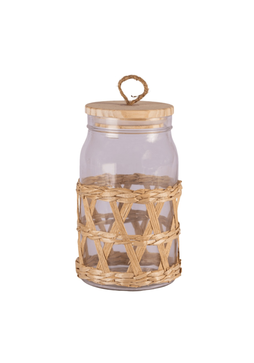 Frasco Red De Vidrio Con Tapa De Madera 1500 Cc