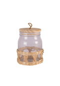 Frasco Red De Vidrio Con Tapa De Madera 1500 Cc