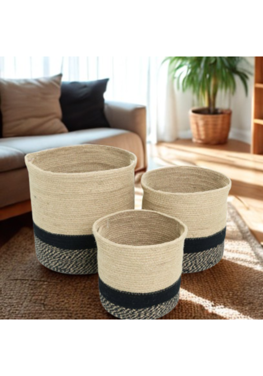 Canasto Lour Negro Y Beige Multiuso