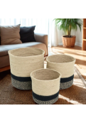 Canasto Lour Negro Y Beige Multiuso