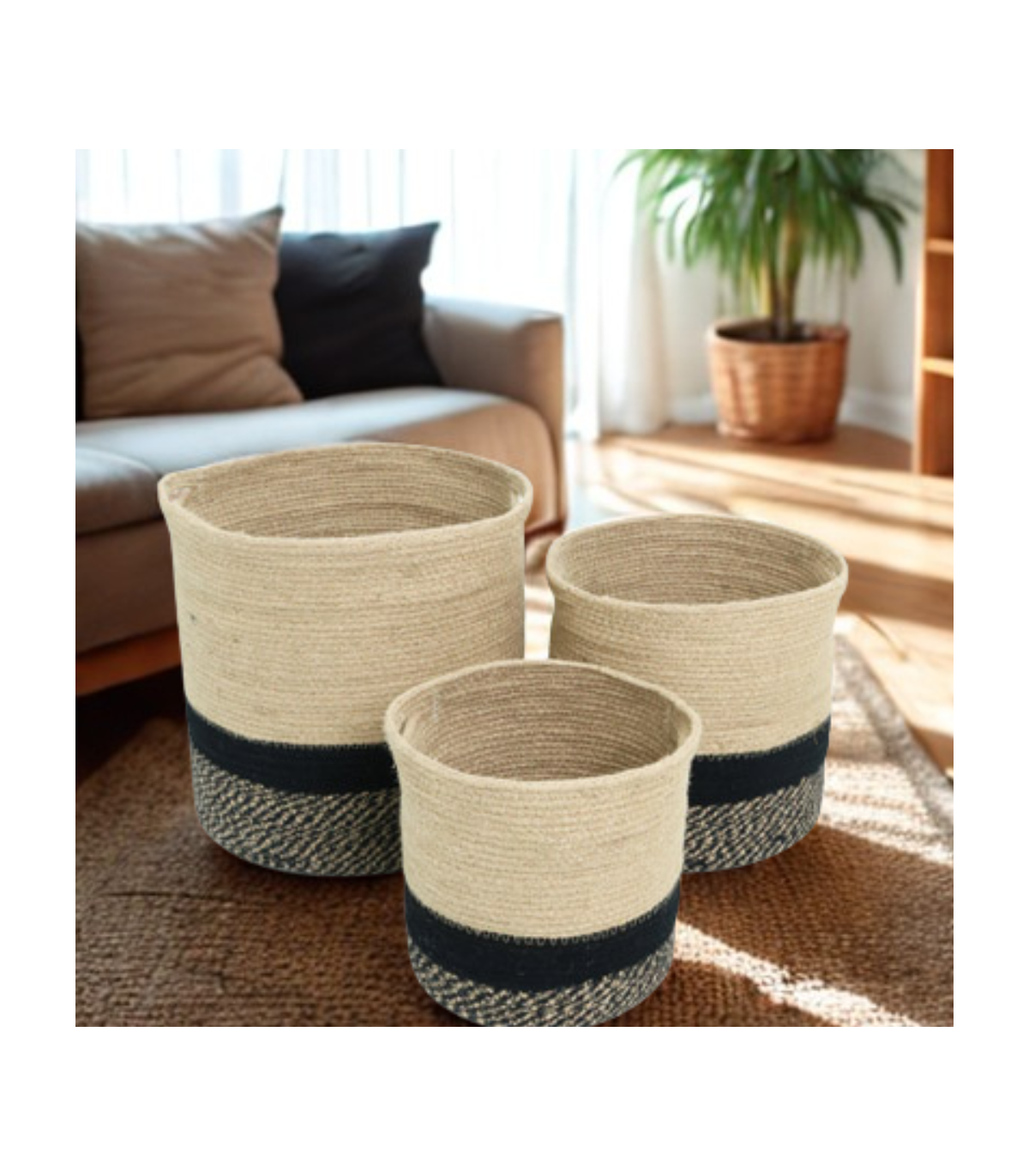 Canasto Lour Negro Y Beige Multiuso