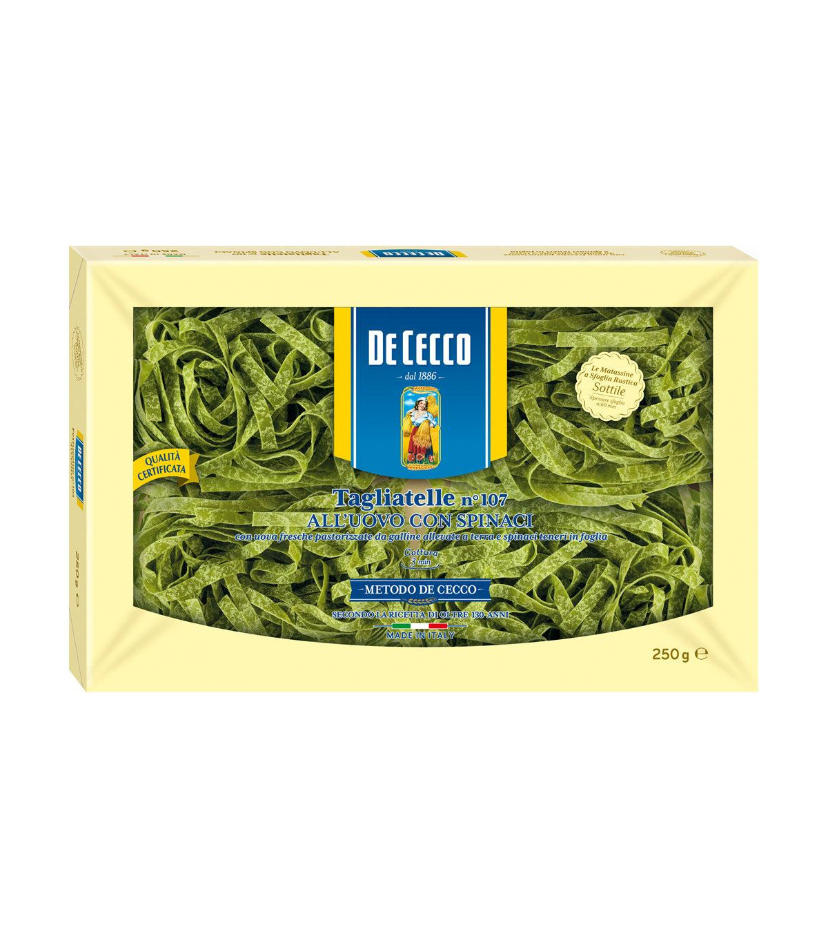 Tagliatelle Matasse Con Espinaca Al Huevo De Cecco 250 Gr.