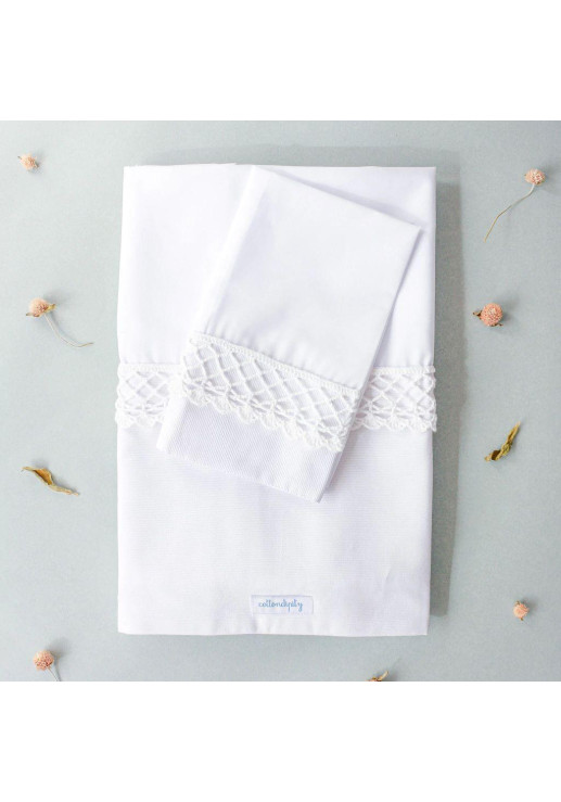 Juego De Sábanas Con Puntilla De Crochet 'pérgola' ~ Guarda Blanca | Puntilla Blanca  - Cuna Charriot | Practicuna