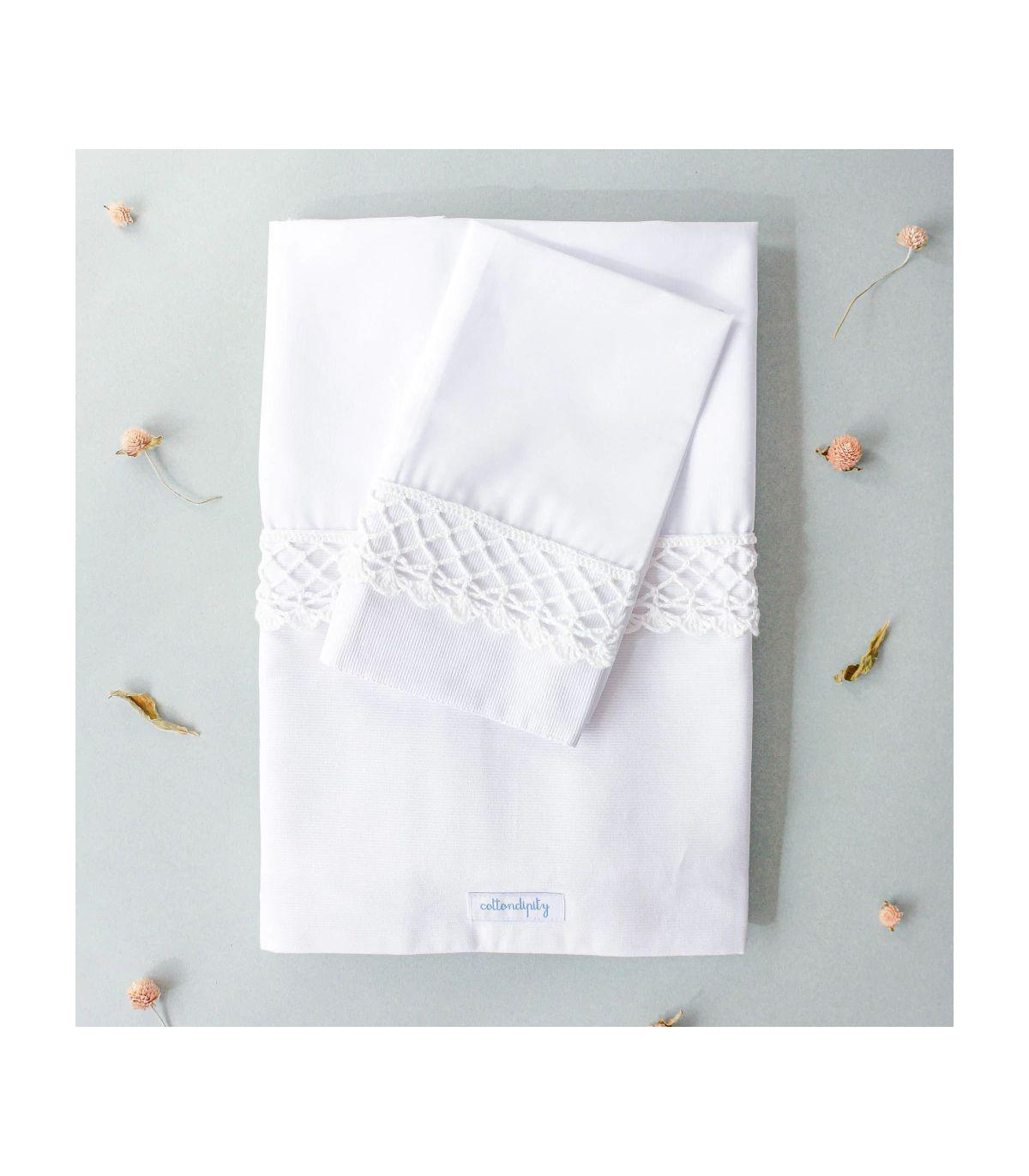 Juego De Sábanas Con Puntilla De Crochet 'pérgola' ~ Guarda Blanca | Puntilla Blanca  - Cuna Charriot | Practicuna