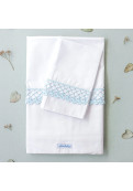 Juego De Sábanas Con Puntilla De Crochet 'pérgola' ~ Guarda Blanca | Puntilla Celeste  - Cuna Charriot | Practicuna