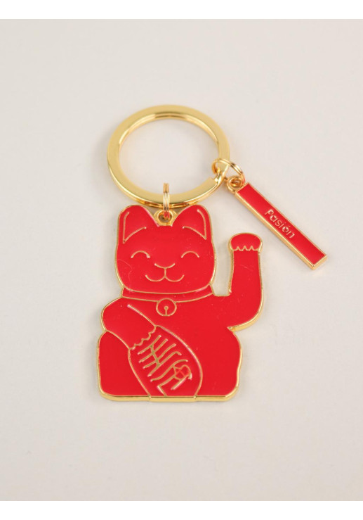 Llavero Lucky Cat Rojo Metálico